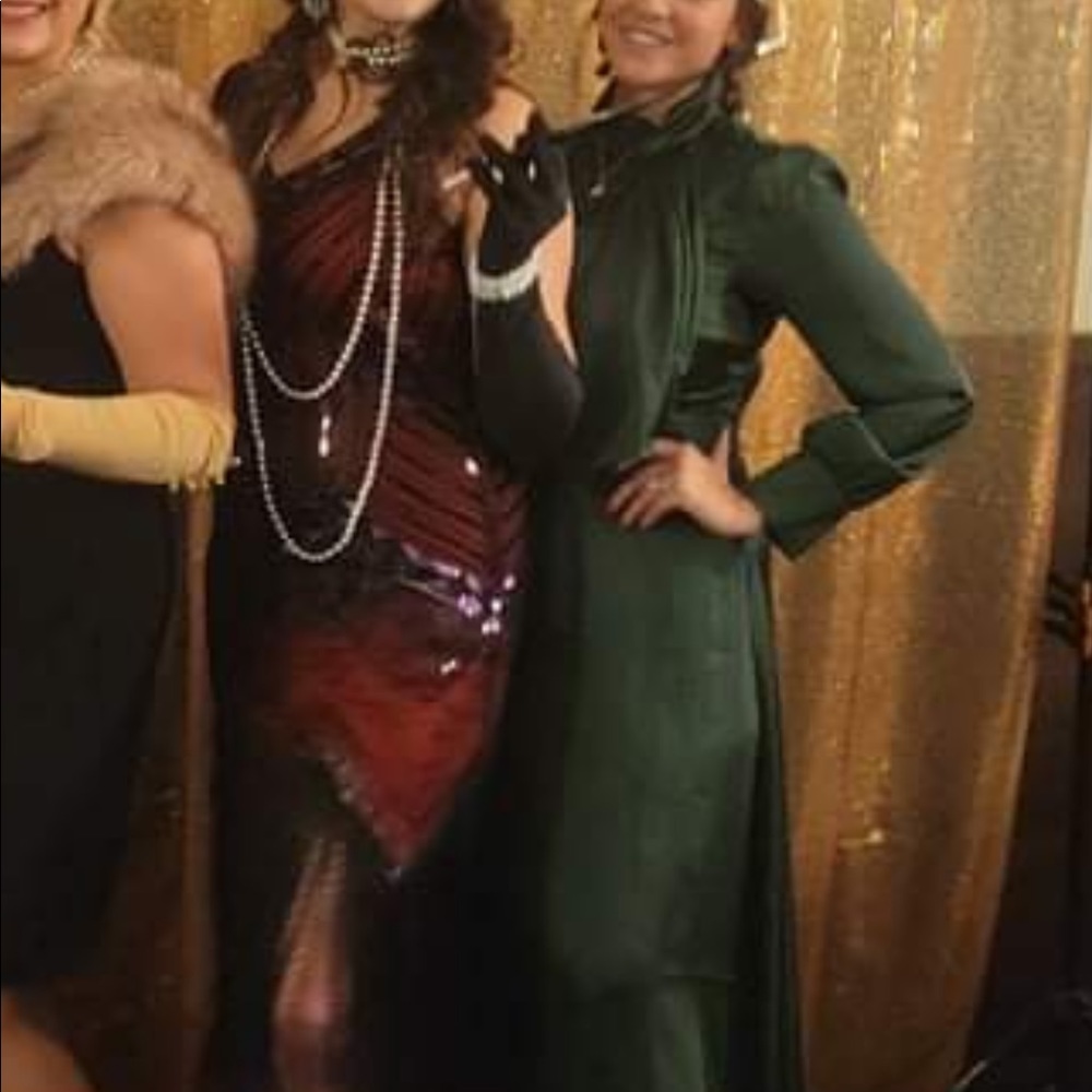 SATIN GREEN DRESS - Picture 3 of 5